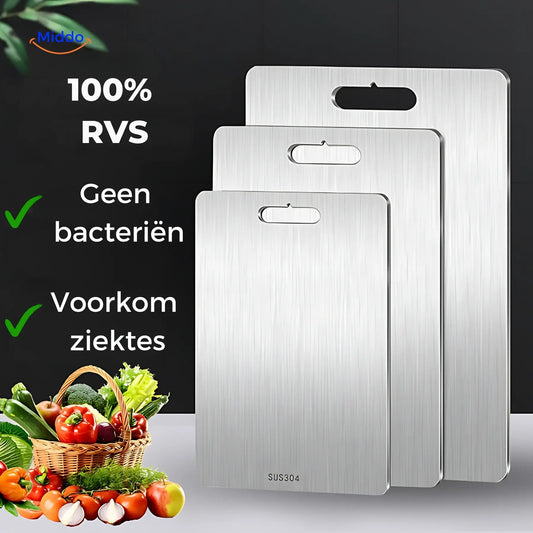 SafeCut™ RVS Snijplank - Voorkom Microplastics en Bacteriën in je Voedsel!